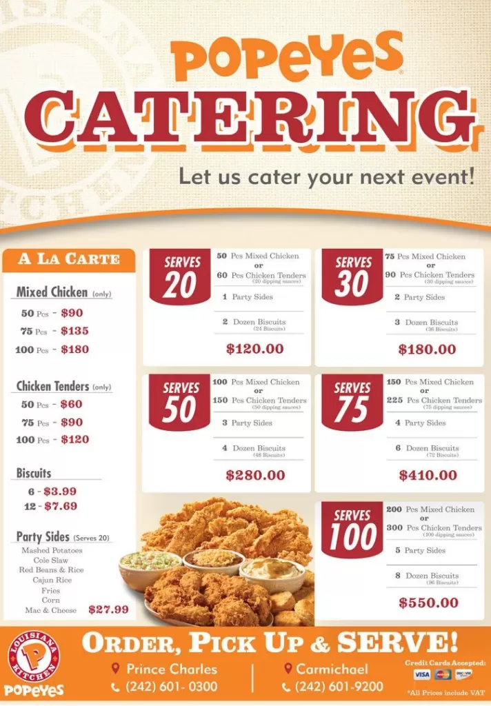 Popeyes Catering Menu