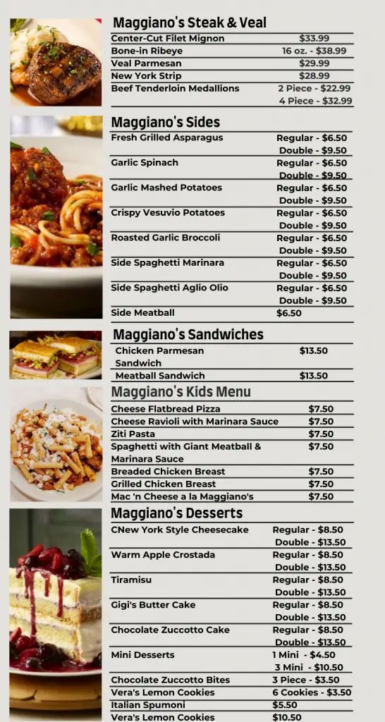 Maggiano's Menu Updated Prices 2023