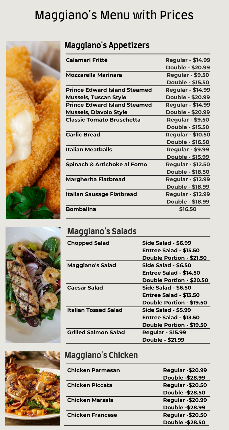 Maggiano's Menu with prices