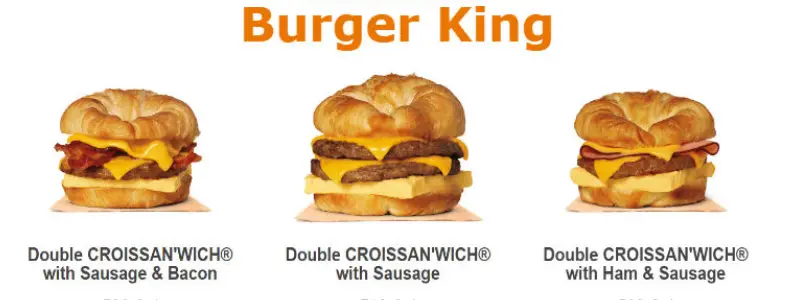 Burger King Breakfast menu