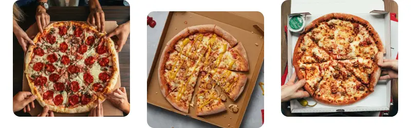 Papa John's Pizza Sizes with slices