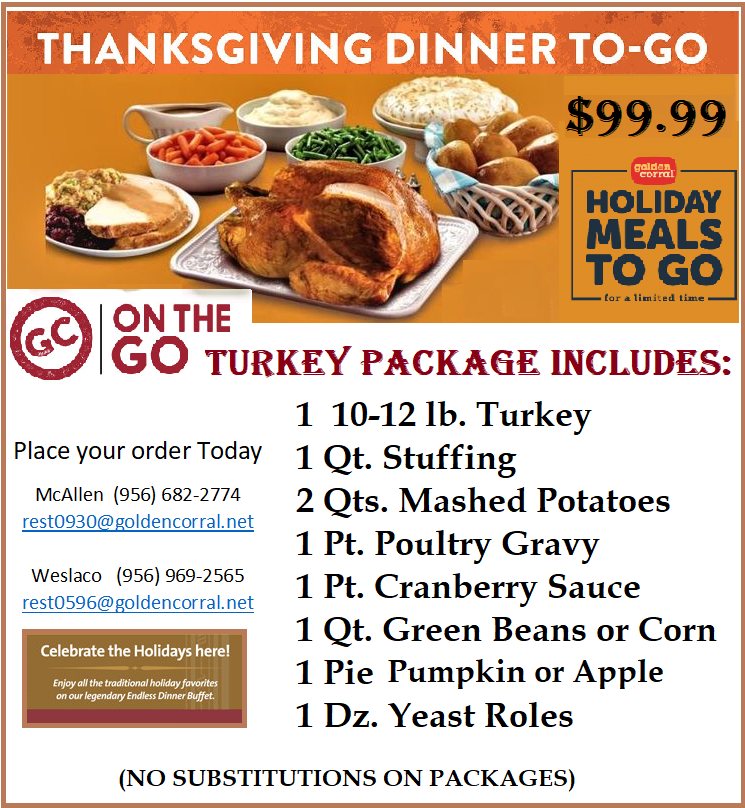 Golden Corral holiday meals to go