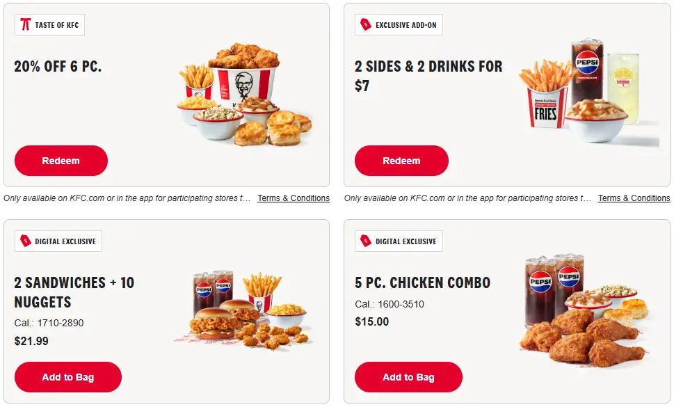 kfc menu prices