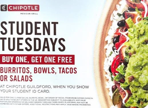 Chipotle Student Tuesday deal